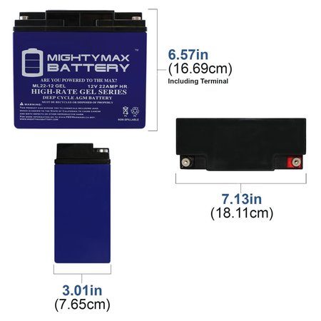 Mighty Max Battery 12V 22AH GEL Replacement Battery for Jump-N-Carry JNC770 MAX3943831